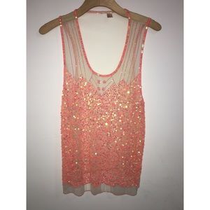 Shimmer sequin coral top